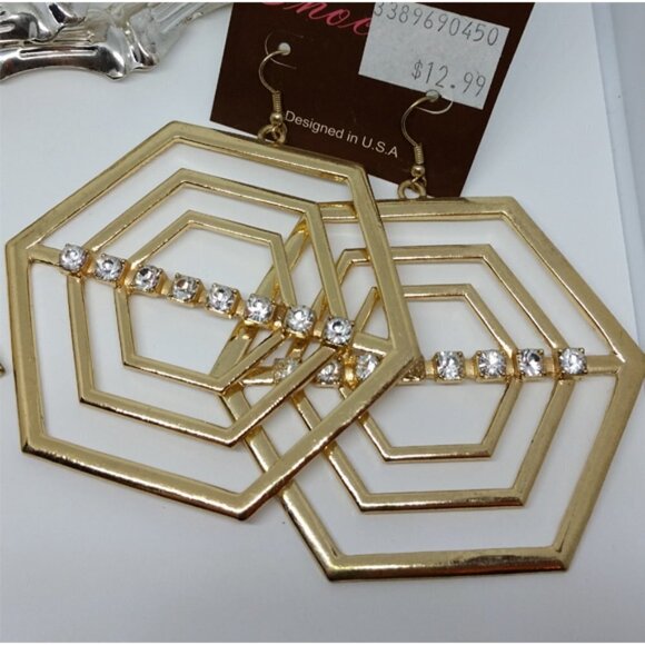 BUNDLE lot 3 trendy fashionista big statement earrings new nwt statement - Picture 2 of 5